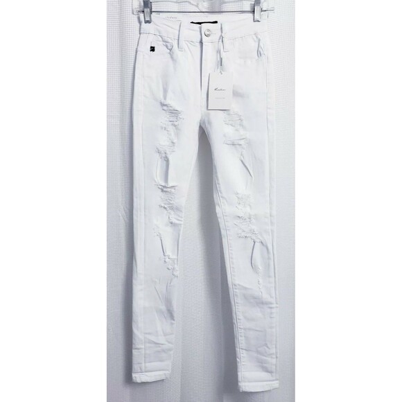 NWT Kancun Hi-Rise Estillo Distressed White Jeans Women's size 1 / 24 - Picture 1 of 5